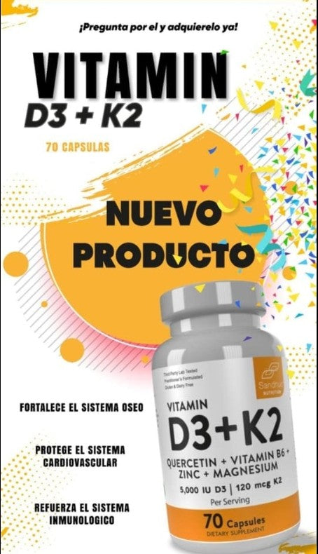 D3 + K2 Con Quercetina y Minerales que Necesita Tu Cuerpo.