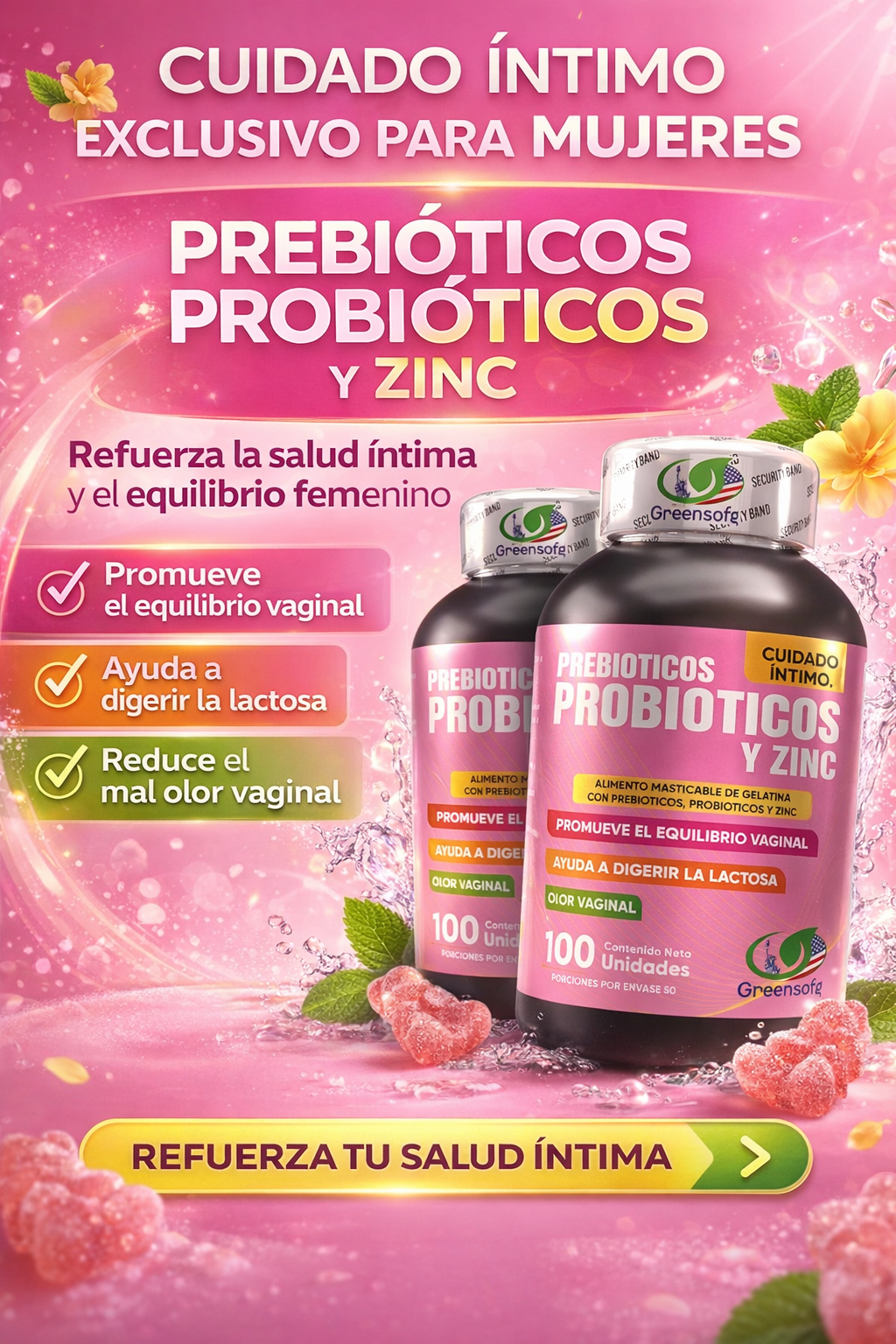 Prebioticos - Probióticos & Zinc – Equilibrio Íntimo Fememino.